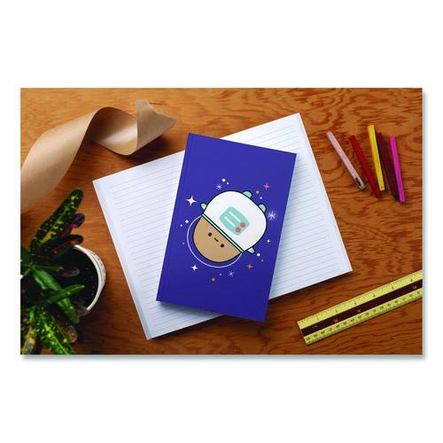 Image of Denik LFC1893L Smoko Astro Tayto Layflat Notebook, 1-Subject, Medium/College Rule, Blue/White/Tan Cover, (72) 8 x 5 Sheets