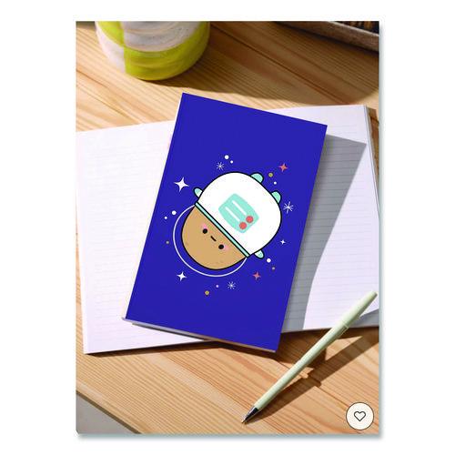 Image of Denik LFC1893L Smoko Astro Tayto Layflat Notebook, 1-Subject, Medium/College Rule, Blue/White/Tan Cover, (72) 8 x 5 Sheets