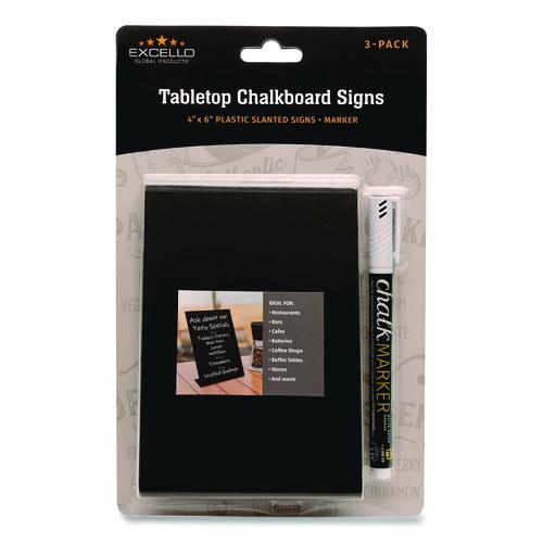 Image of Excello Global Products® EGP-HD-0509-S Tabletop Chalkboard Signs, Black Surface, 4 x 6, 3/Pack