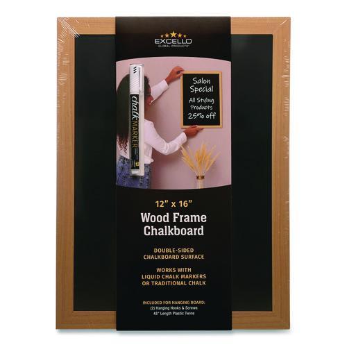 Image of Excello Global Products® EGP-HD-0514-S Chalkboard Sign, Black Surface, Brown Frame, 12 x 16