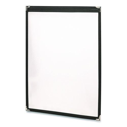 Image of Excello Global Products® SPLS-MENU-2-1PK Menu Holder For 8.5 x 11 Menus, Portrait Orientation, 9.3 x 11.9 Holder, Clear/Black/Gold