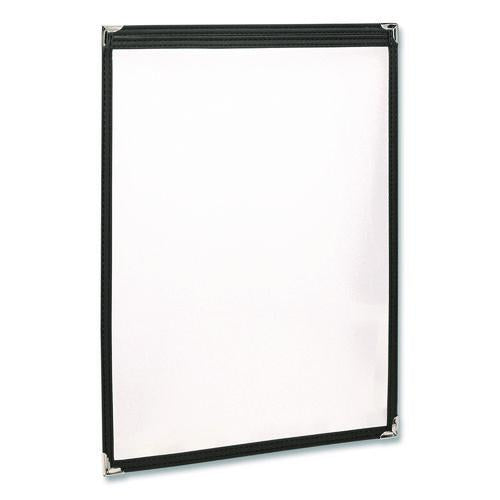 Image of Excello Global Products® SPLS-MENU-2-1PK Menu Holder For 8.5 x 11 Menus, Portrait Orientation, 9.3 x 11.9 Holder, Clear/Black/Gold