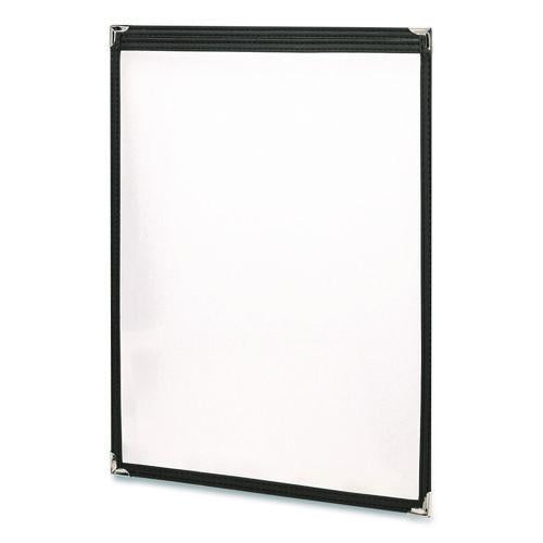 Image of Excello Global Products® SPLS-MENU-1117M Menu Holder For 11 x 17 Menus, Portrait Orientation, 11.7 x 18, Clear/Black/Silver