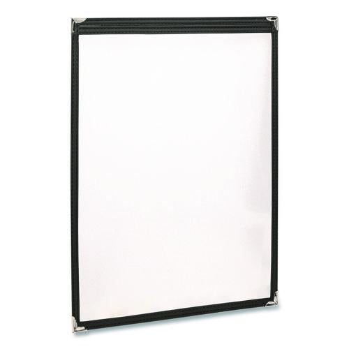 Image of Excello Global Products® SPLS-MENU-1117M Menu Holder For 11 x 17 Menus, Portrait Orientation, 11.7 x 18, Clear/Black/Silver