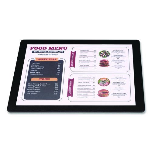 Image of Excello Global Products® SPLS-MENU-8511C Menu Holder For 8.5 x 11 Menus, Landscape Orientation, 12.6 x 10.2 Holder, Clear/Black