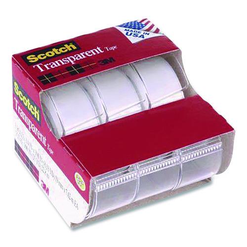 Image of Scotch® 3157S Transparent Tape in Handheld Dispenser, 1" Core, 0.75" x 25 ft, Transparent, 3/Pack