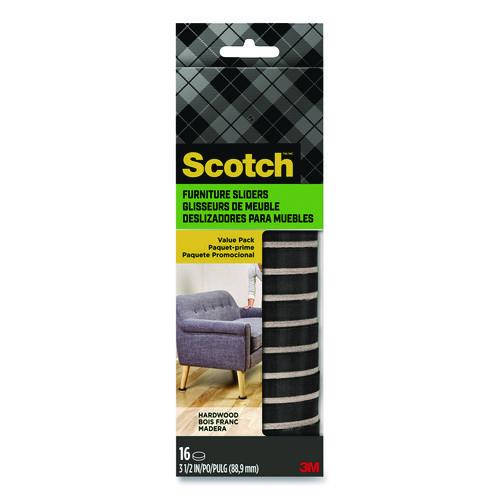 Image of Scotch SP674-NA Furniture Sliders, 3.5" dia, Black/Beige, 16/Pack