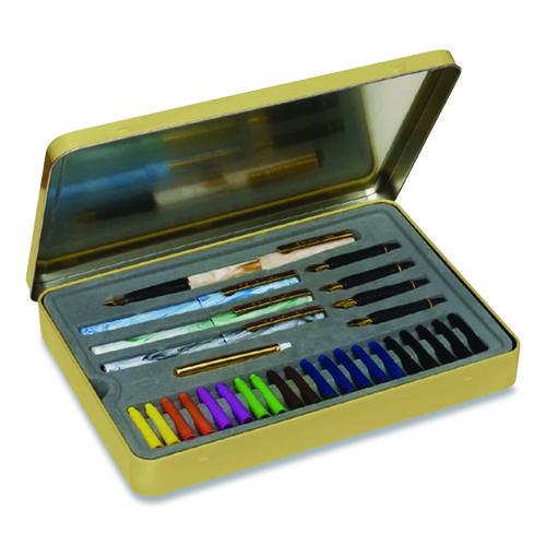 Image of Staedtler® 899 SM5 NA Master the Art of Calligraphy Fountain Pen Set, 33 Pieces, (5) Nib Sizes, (7) Ink Colors, (4) Barrel Colors