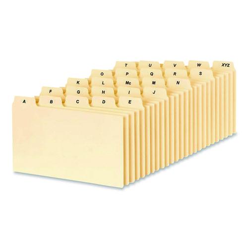 Image of Oxford B5325 A-Z Index Card Files, 1/5-Cut Top Tab, Assorted Position, 3 x 5, Manila, 25/Set