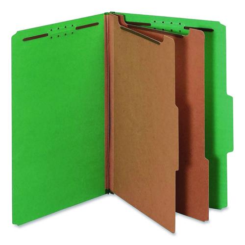 Image of Pendaflex® 29033P Pressboard Top Tab Classification Folders, 2/5-Cut Tab, Expands 2.5", 2 Dividers, 6 Fasteners, Legal Size, Dark Green, 10/Box