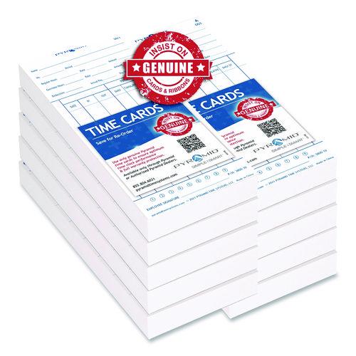 Image of Pyramid Technologies 3800-10MB Time Clock Cards For 3800 Time Clock, 1,000/Carton