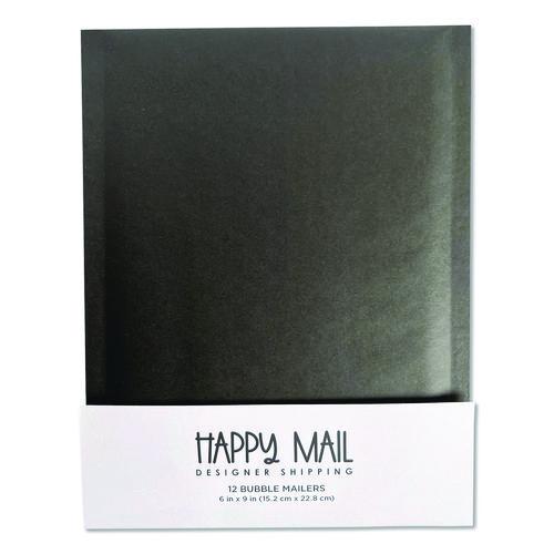 Image of Happy Mail 245153 Self-Sealing Bubble Mailer, 6 x 9, Black, 12/Pack