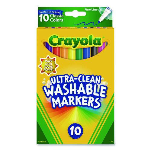 Image of Crayola® 58-7852 ULTRA-CLEAN WASHABLE MARKERS, FINE LINE PRECISION BULLET TIP, ASSORTED COLORS, 10/BOX