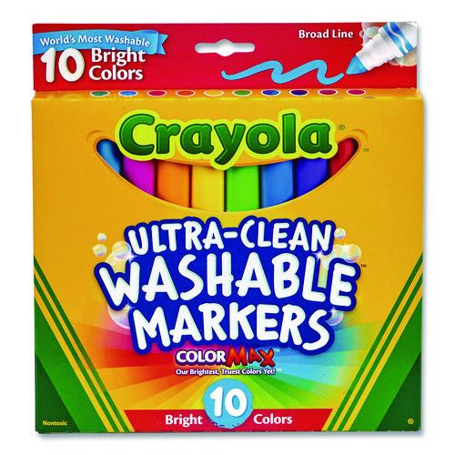 Image of Crayola® 58-7855 Ultra-Clean Washable Markers, Broad Bullet Tip, Assorted Bright Colors, 10/Pack