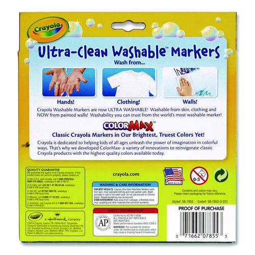 Image of Crayola® 58-7855 Ultra-Clean Washable Markers, Broad Bullet Tip, Assorted Bright Colors, 10/Pack