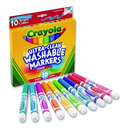 Image of Crayola® 58-7855 Ultra-Clean Washable Markers, Broad Bullet Tip, Assorted Bright Colors, 10/Pack