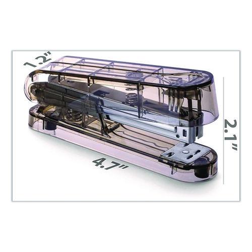Image of Officemate 97712 Recycled Plastic Three-Piece Desk Set: (1) Pencil Cup, (1) Stapler, (1) Tape Dispenser, (1) Roll of Tape, Translucent Ash
