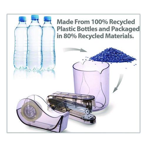 Image of Officemate 97712 Recycled Plastic Three-Piece Desk Set: (1) Pencil Cup, (1) Stapler, (1) Tape Dispenser, (1) Roll of Tape, Translucent Ash
