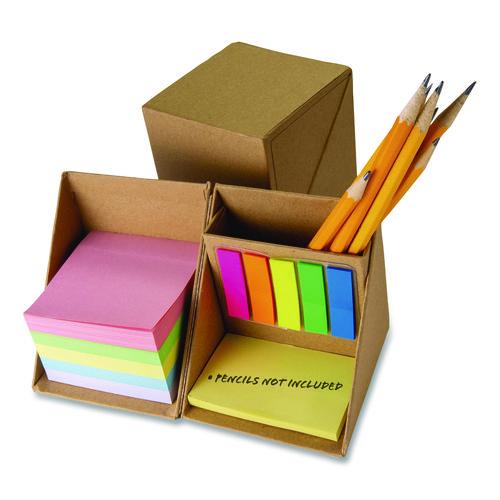 Image of Officemate 21559 Desk Supply Organizer, 3 Compartments, 3.5 x 3.5 x 3.5, Brown, Paper
