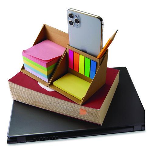 Image of Officemate 21559 Desk Supply Organizer, 3 Compartments, 3.5 x 3.5 x 3.5, Brown, Paper