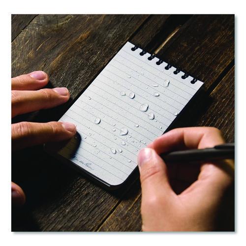 Image of Rite in the Rain® 735 All-Weather Wire-O Notepad, Black Cover, Universal: Narrow Rule and Quadrille Rule (4 sq/in), (50) White 3 x 5 Sheets