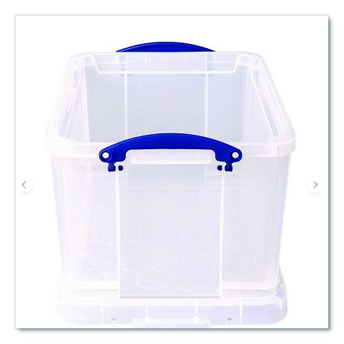 Image of Really Useful Box® 32CL Stackable File Box, Legal Files, 14.5 X 18.5 X 12.75, Clear/blue Accents