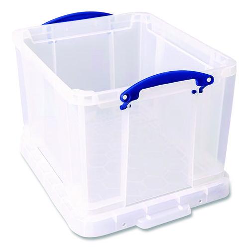 Image of Really Useful Box® 32CL Stackable File Box, Legal Files, 14.5 X 18.5 X 12.75, Clear/blue Accents