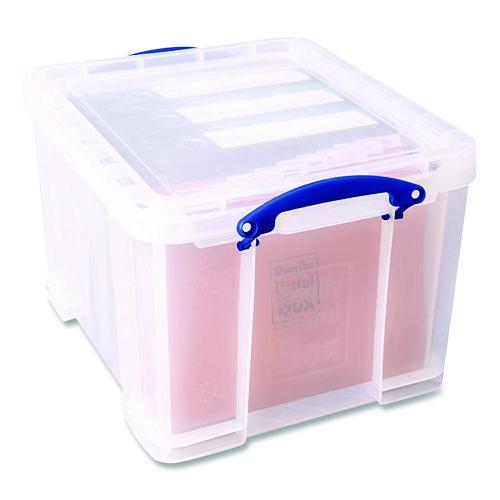 Image of Really Useful Box® 32CL Stackable File Box, Legal Files, 14.5 X 18.5 X 12.75, Clear/blue Accents