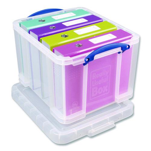 Image of Really Useful Box® 32CL Stackable File Box, Legal Files, 14.5 X 18.5 X 12.75, Clear/blue Accents