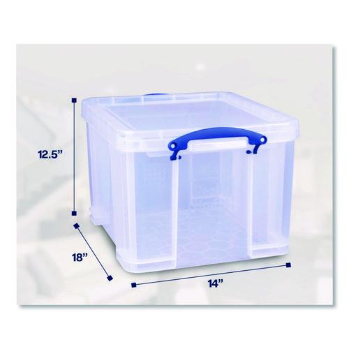 Image of Really Useful Box® 32CL Stackable File Box, Legal Files, 14.5 X 18.5 X 12.75, Clear/blue Accents