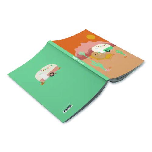 Image of Denik LFC1896L Smoko Tayto Potato Joshua Tree Layflat Notebook, 1-Subject, Medium/College Rule, Tan/Orange/White Cover, (72) 8 x 5 Sheets