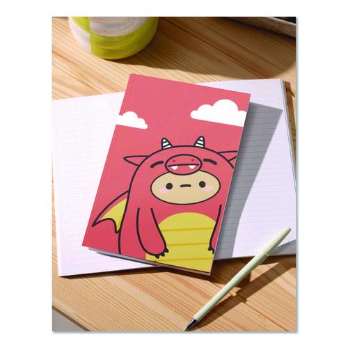 Image of Denik LFC1902L Smoko Tayto Dragon Layflat Notebook, 1-Subject, Medium/College Rule, Orange/Yellow/White Cover, (72) 8 x 5 Sheets