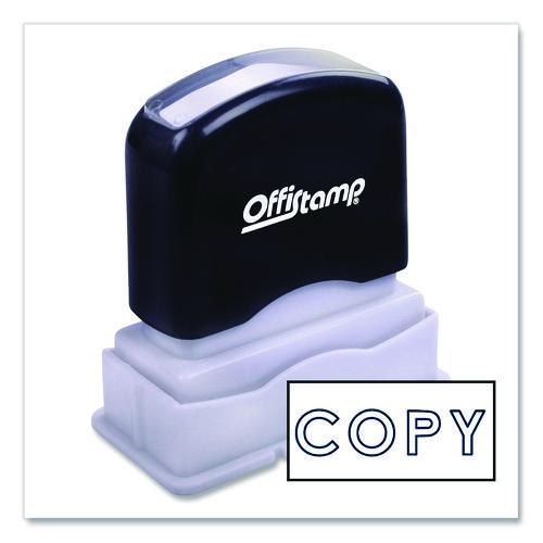 Image of Offistamp® 034501 Pre-Inked Message Stamp, Copy, 1.63" X 0.38", Blue Ink