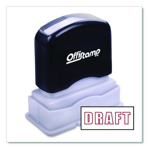 Image of Offistamp® 034502 Pre-Inked Message Stamp, Draft, 1.63" X 0.38", Red Ink