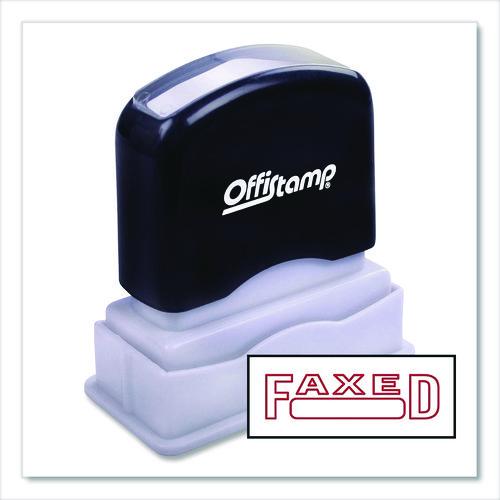 Image of Offistamp® 034503 Pre-Inked Message Stamp With Blank Date Box, Faxed, 1.63" X 0.38", Red Ink