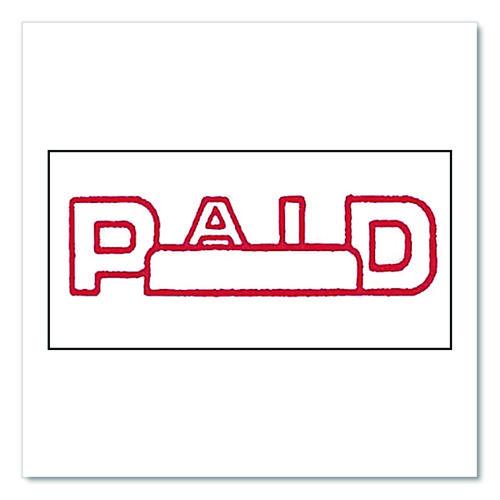 Image of Offistamp® 034504 Pre-Inked Message Stamp With Blank Date Box, Paid, 1.63" X 0.38", Red Ink