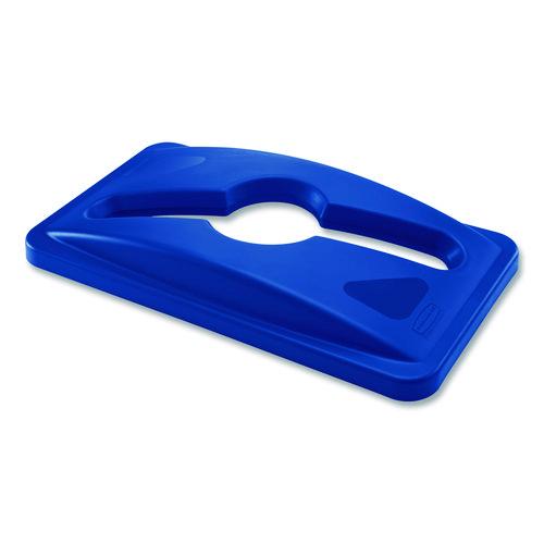 Image of Rubbermaid® Commercial 1788372 Slim Jim Single Stream Recycling Top For Slim Jim Containers, 12.1w X 21d X 2.75h, Blue