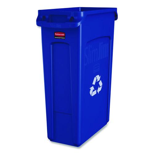 Image of Rubbermaid® Commercial 1788372 Slim Jim Single Stream Recycling Top For Slim Jim Containers, 12.1w X 21d X 2.75h, Blue