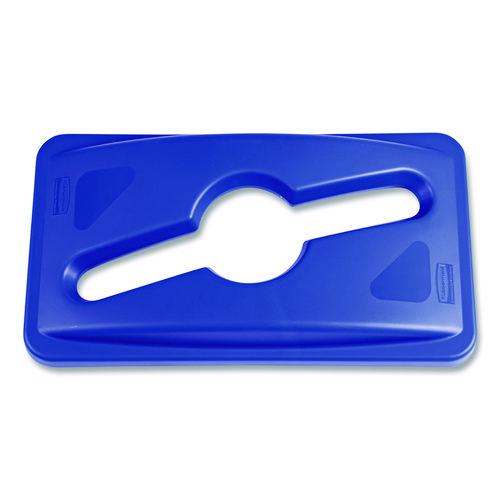 Image of Rubbermaid® Commercial 1788372 Slim Jim Single Stream Recycling Top For Slim Jim Containers, 12.1w X 21d X 2.75h, Blue