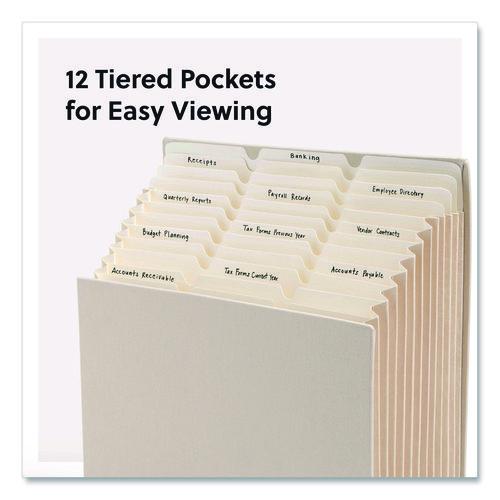 Image of Smead 70226 Stadium File, 10.5" Expansion, 12 Sections, 1/3-Cut Tabs, Letter Size, Beige