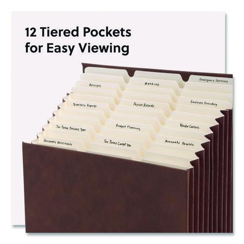 Image of Smead 70228 Stadium File, 10.5" Expansion, 12 Sections, 1/3-Cut Tabs, Letter Size, Saddle