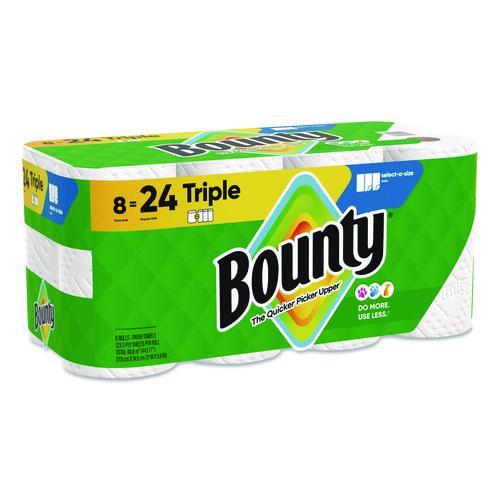 Image of Bounty® 80799715 Select-a-Size Kitchen Roll Paper Towels, 2-Ply, White, 6 x 11, 123 Sheets/Roll, 8 Triple Rolls/Carton