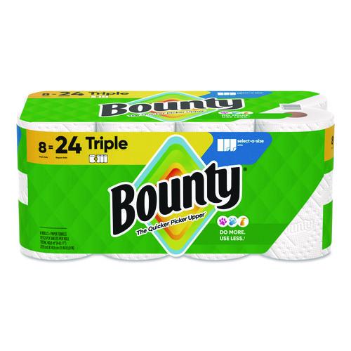 Image of Bounty® 80799715 Select-a-Size Kitchen Roll Paper Towels, 2-Ply, White, 6 x 11, 123 Sheets/Roll, 8 Triple Rolls/Carton