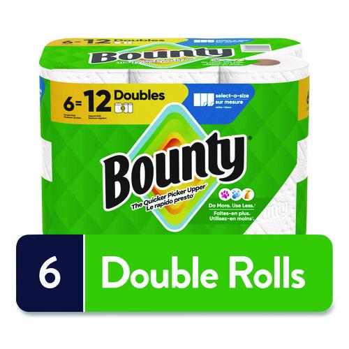 Image of Bounty® 80798314 Select-a-Size Kitchen Roll Paper Towels, 2-Ply, 6 x 11, White, 82 Sheets/Double Roll, 6 Rolls/Carton