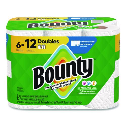 Image of Bounty® 80798314 Select-a-Size Kitchen Roll Paper Towels, 2-Ply, 6 x 11, White, 82 Sheets/Double Roll, 6 Rolls/Carton