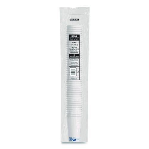 Image of SOLO® 316RC-PLANET Recycled Content PCF Paper Hot Cups, ProPlanet Seal, 16 oz, White/Blue, 1,000/Carton