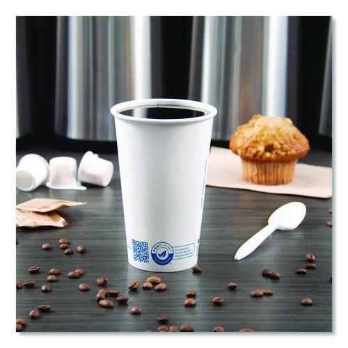Image of SOLO® 316RC-PLANET Recycled Content PCF Paper Hot Cups, ProPlanet Seal, 16 oz, White/Blue, 1,000/Carton