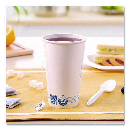 Image of SOLO® 316RC-PLANET Recycled Content PCF Paper Hot Cups, ProPlanet Seal, 16 oz, White/Blue, 1,000/Carton