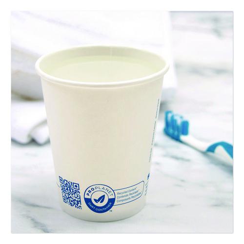 Image of SOLOÂ® Recycled Content PCF Paper Hot Cups, ProPlanet Seal, 10 oz, White/Blue, 1,000/Carton