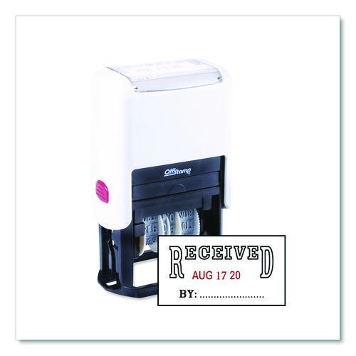 Image of Offistamp® 034507 Self-Inking Message Stamp With Blank "by" Line, 12 Years, Received, 1.63" X 0.88", Black/red Ink